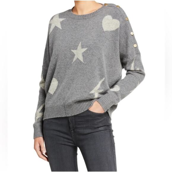 Sundry Stars Hearts and Lightning Bolts Cashmere Blend Sweater Size XS - Picture 1 of 6
